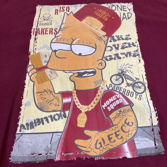 Men’s RISQ TAKERS Graphic T-Shirt, Size 3XL, Bart Simpson - Picture 6 of 6
